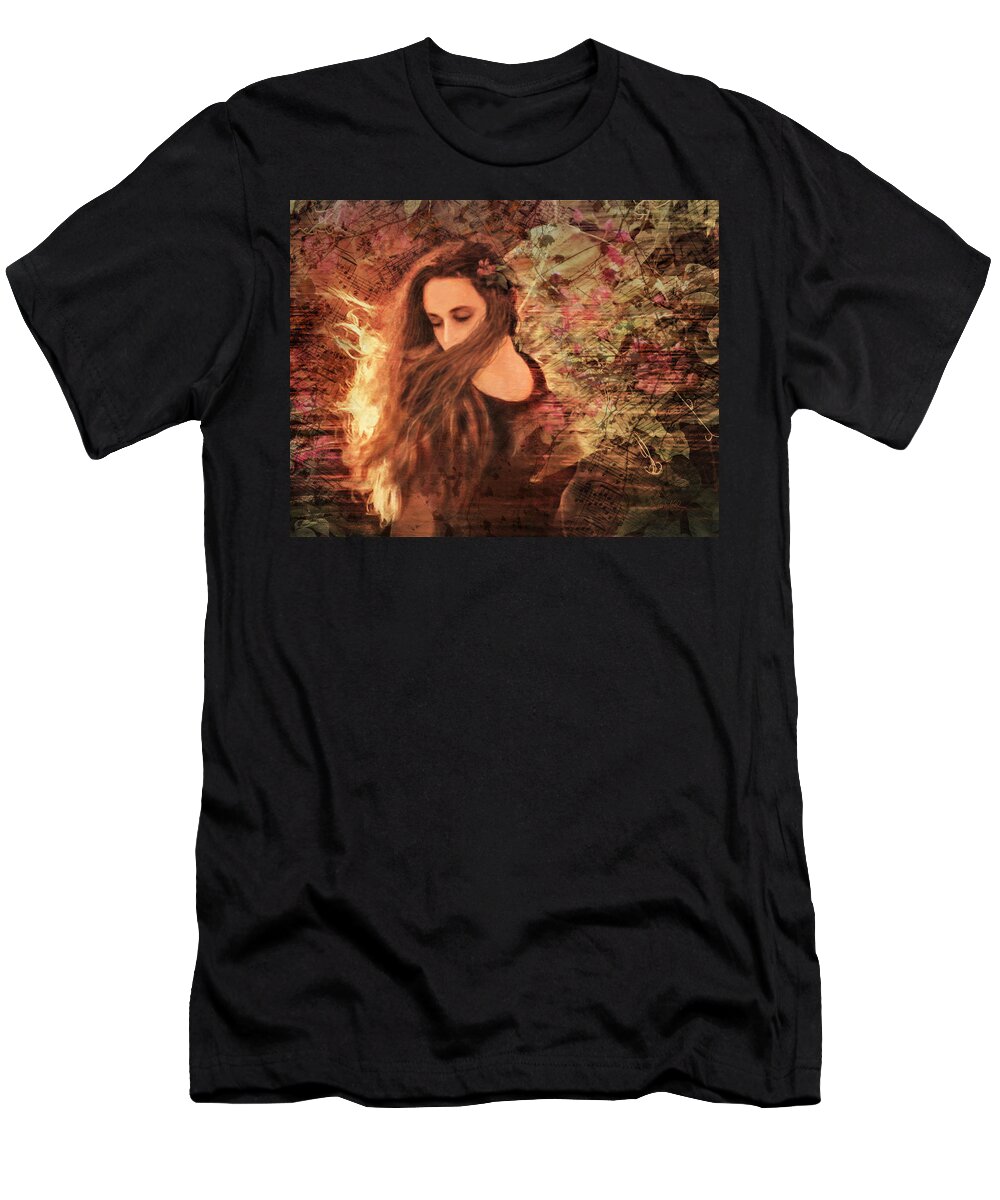 Music T-Shirt featuring the photograph Music Masked in the Wind by Shara Abel