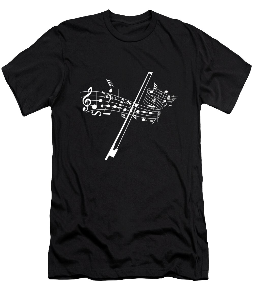 Gift T-Shirt featuring the digital art Music Notes Violin Violinist Musician Music Gift by Thomas Larch