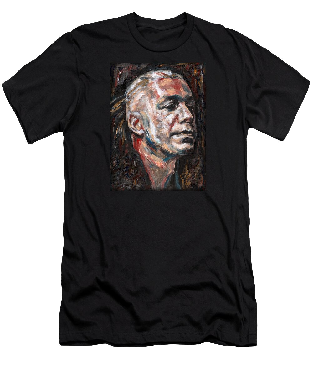 Musician T-Shirt featuring the painting Musician by Ekaterina Dobrynina
