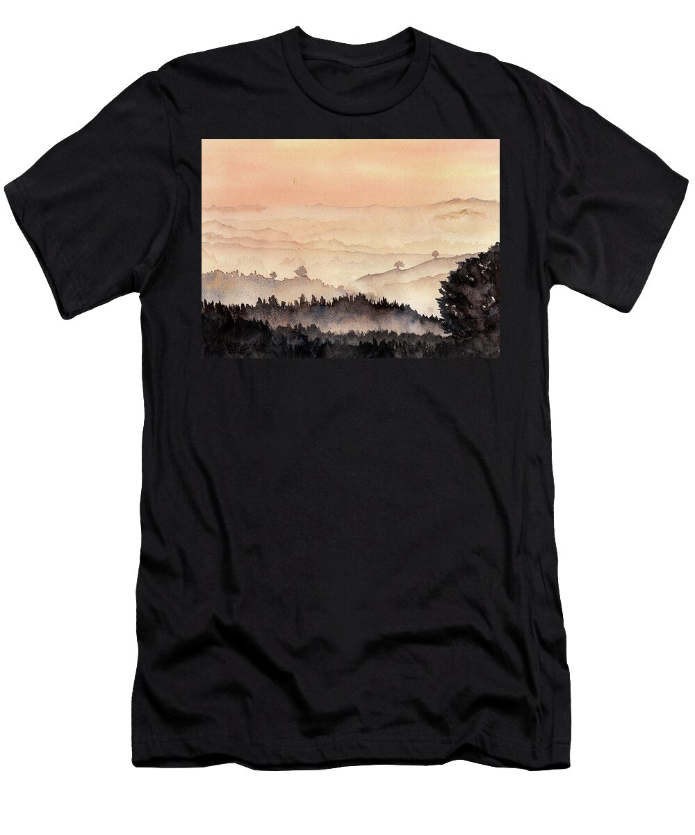 Hills T-Shirt featuring the painting Mystic Hills No. 1 by Wendy Keeney-Kennicutt