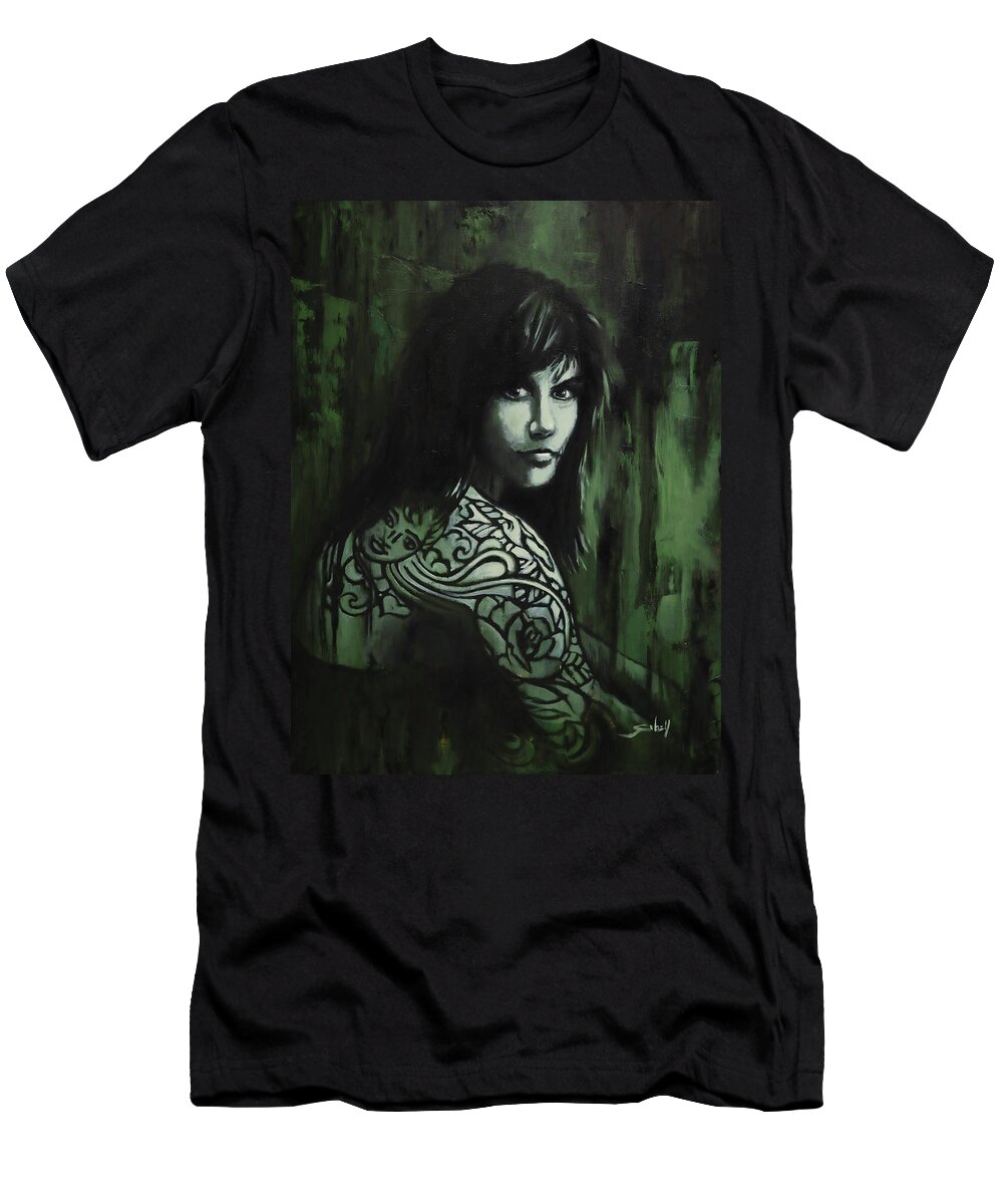 Girl T-Shirt featuring the painting Nadine by Sv Bell