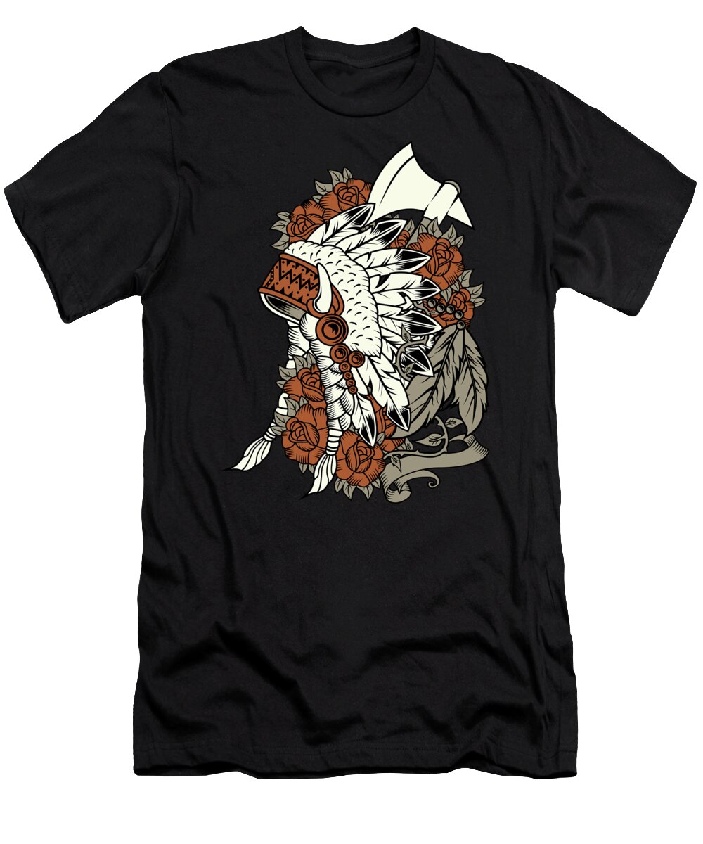Warrior T-Shirt featuring the digital art Native American Indian Chief by Jacob Zelazny