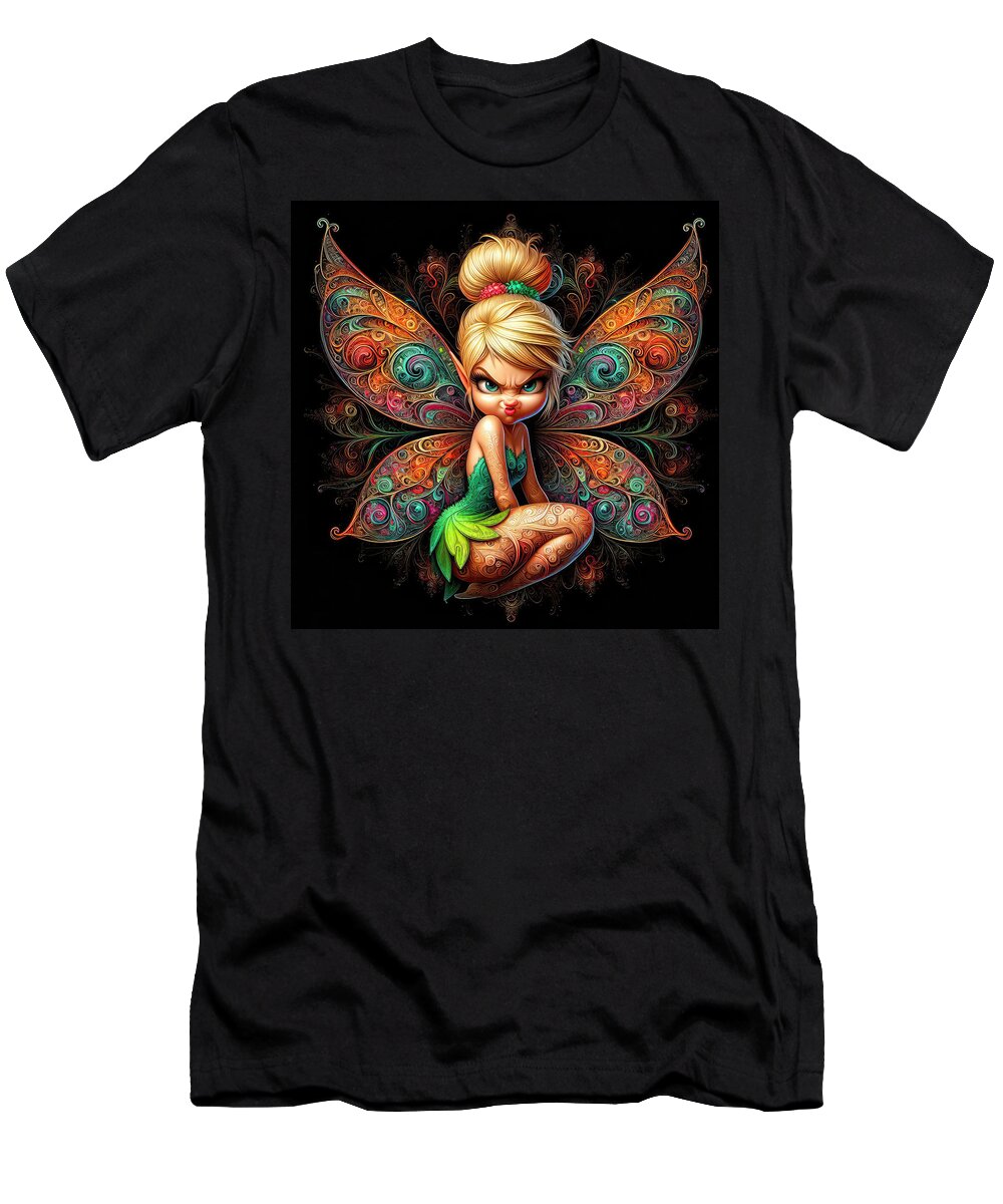 Tinkerbell T-Shirt featuring the digital art Naughty Tink by Bill and Linda Tiepelman