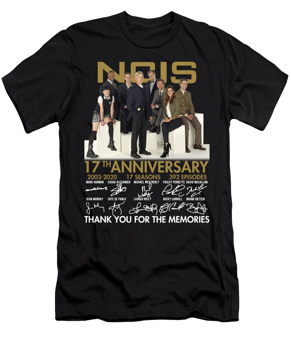 Tv Show T-Shirt featuring the mixed media NCIS 17th Aniversary by Fenfox