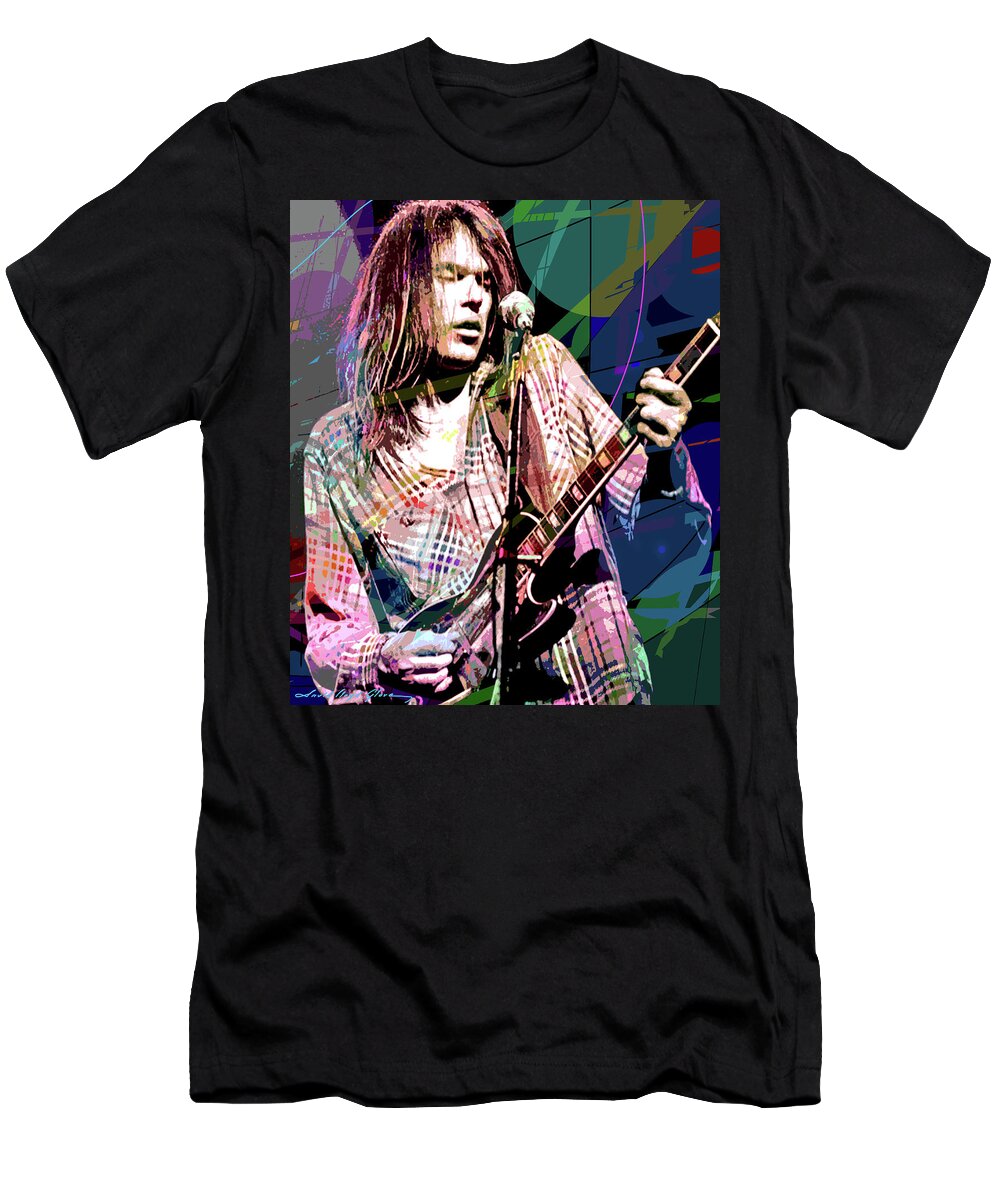 Neil Young T-Shirt featuring the painting Neil Young Crazy Horse by David Lloyd Glover