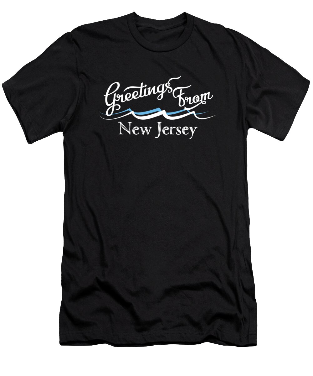 New Jersey T-Shirt featuring the digital art New Jersey Water Waves by Flo Karp