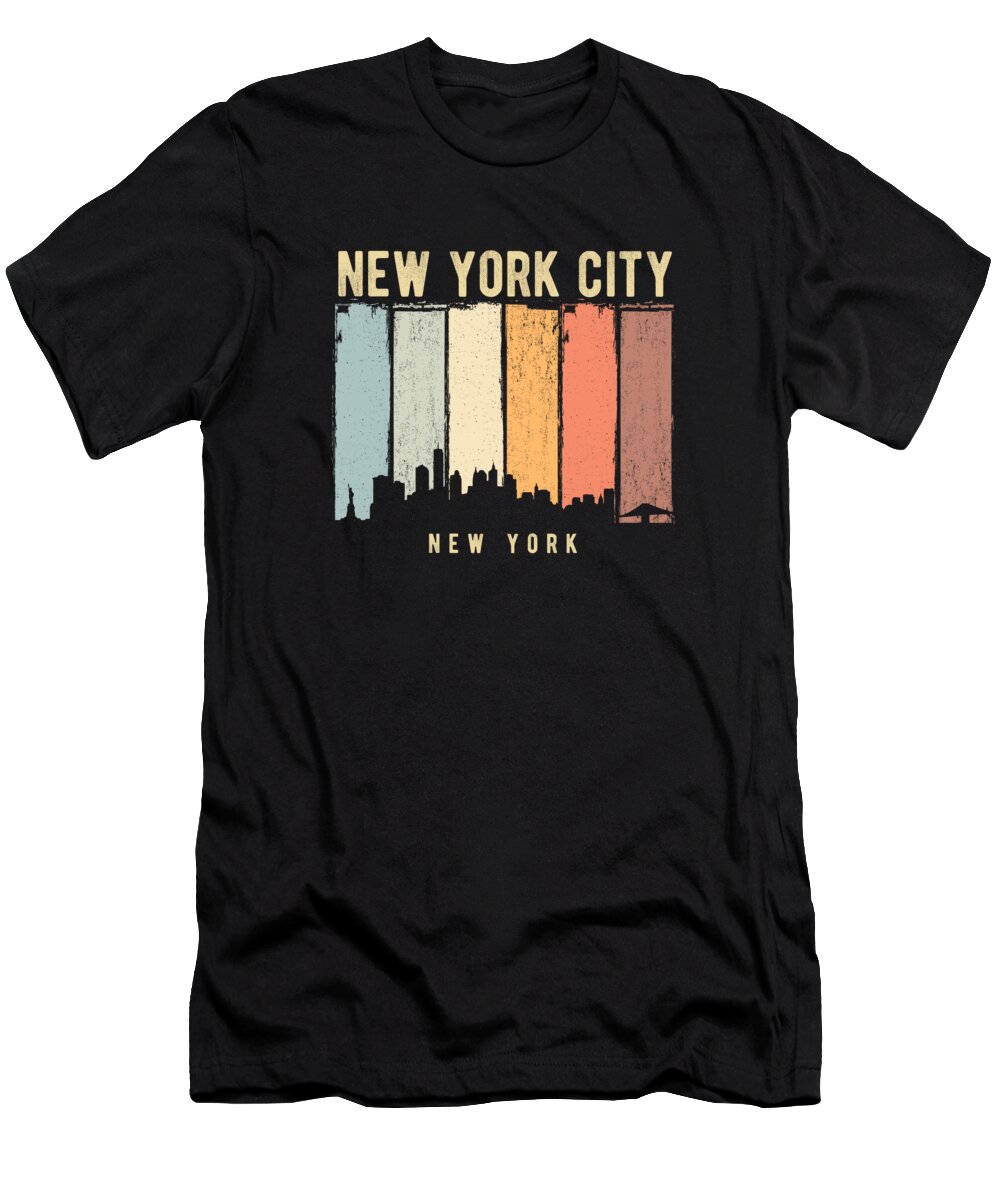 New York T-Shirt featuring the digital art New York City NYC Skyline by Manuel Schmucker