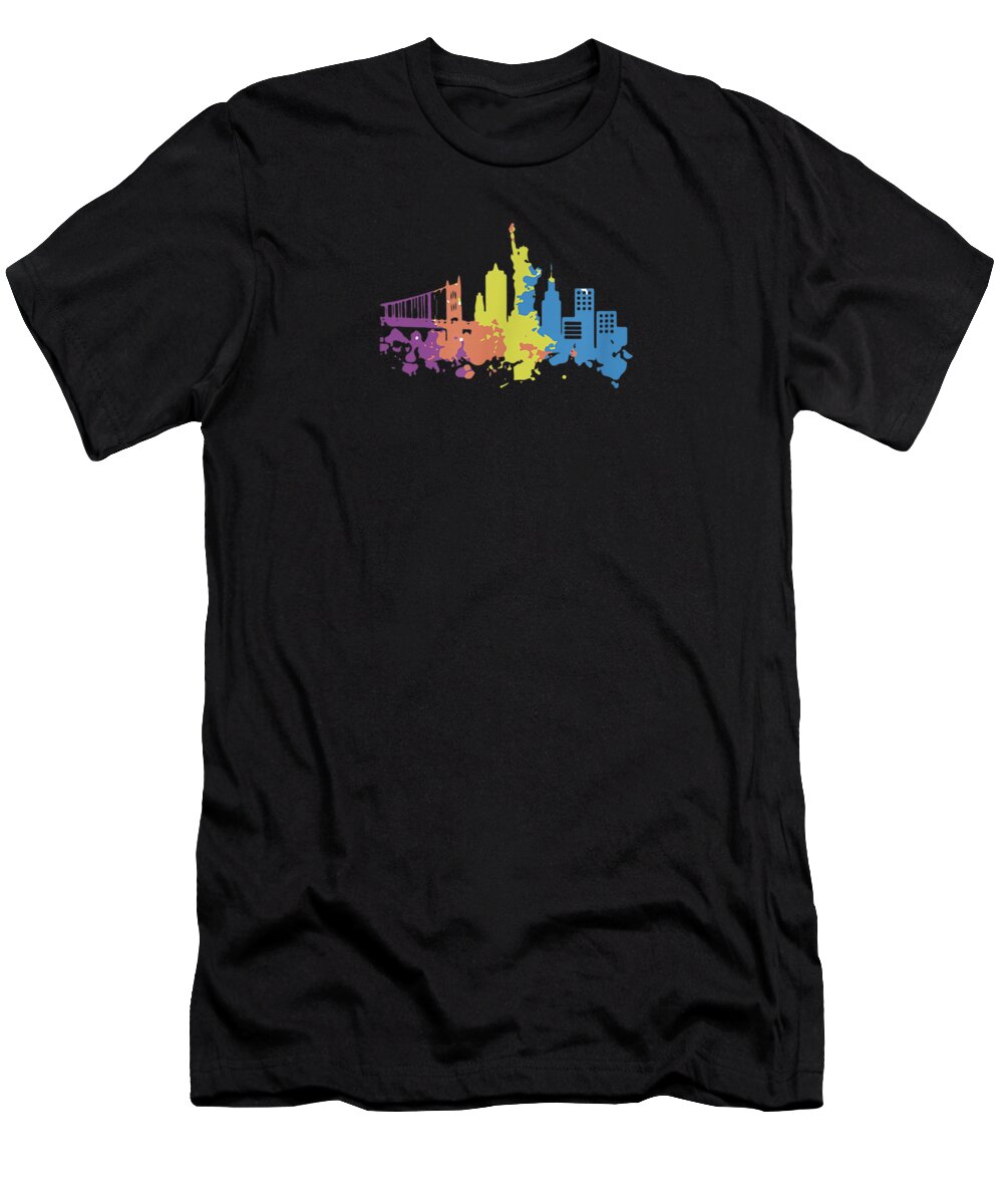 New York Skyline Watercolor Souvenir Nyc Gift Big Apple T-Shirt by Yvonne  Remick | Pixels
