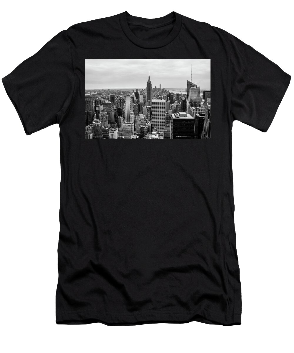 Black And White T-Shirt featuring the photograph New York Skyscrapers by Vicki Walsh