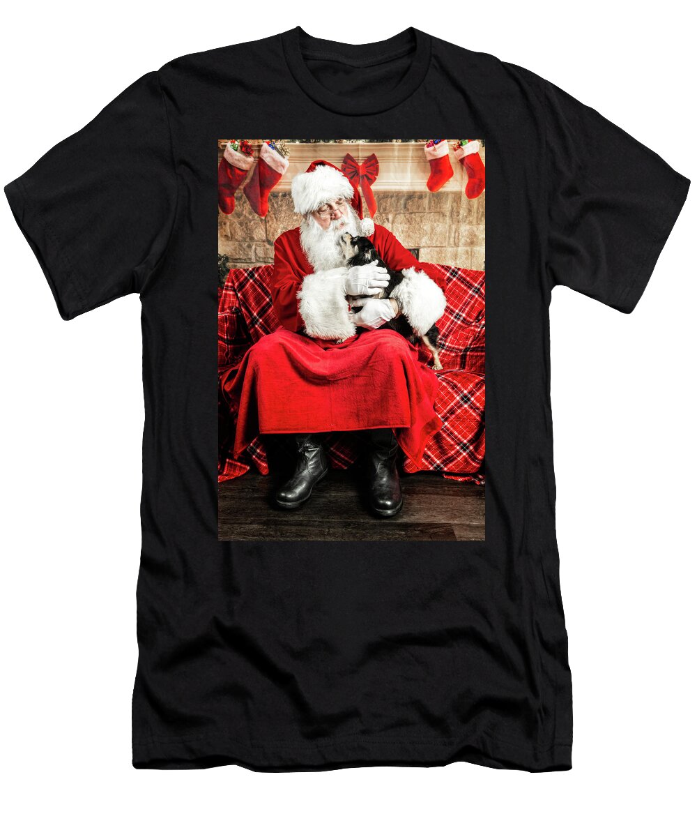 Newt T-Shirt featuring the photograph Newt with Santa 1 by Christopher Holmes