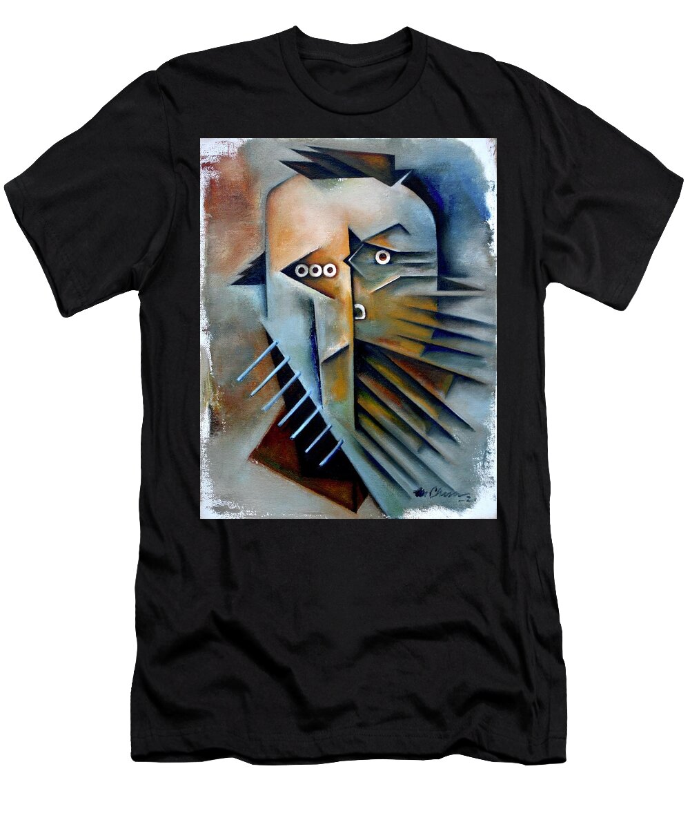 Fyodor Dostoevsky T-Shirt featuring the painting Nietzsche's Psychologist / a portrait of Fyodor Dostoevsky by Martel Chapman