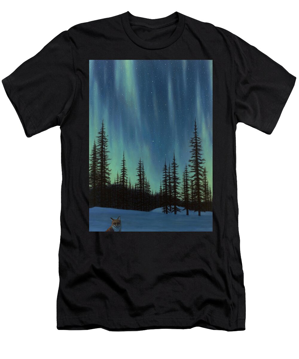 Night T-Shirt featuring the painting Night Sky Light by James W Johnson