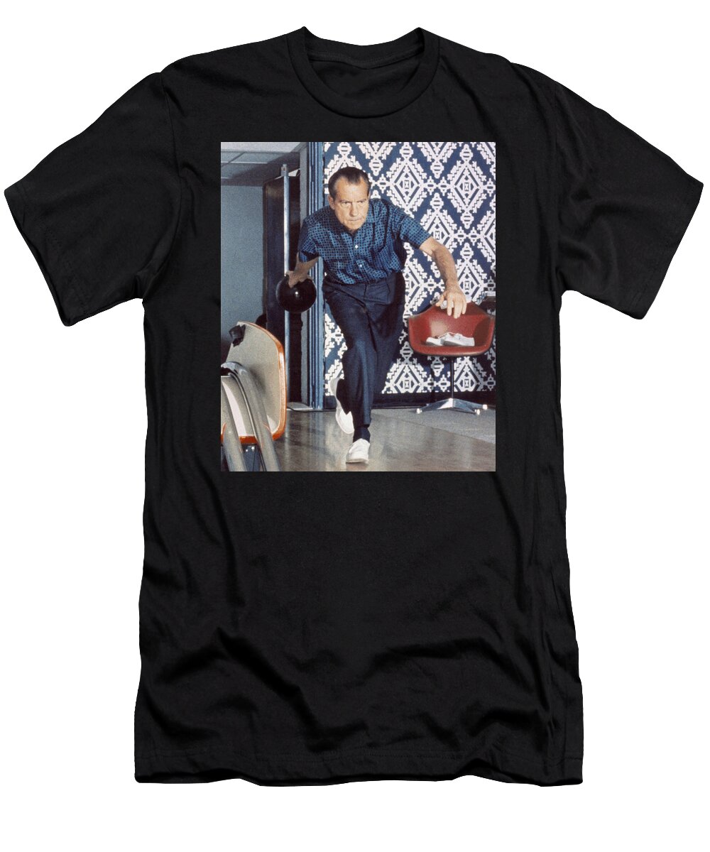 Funny T-Shirt featuring the digital art Nixon Bowling by Flippin Sweet Gear