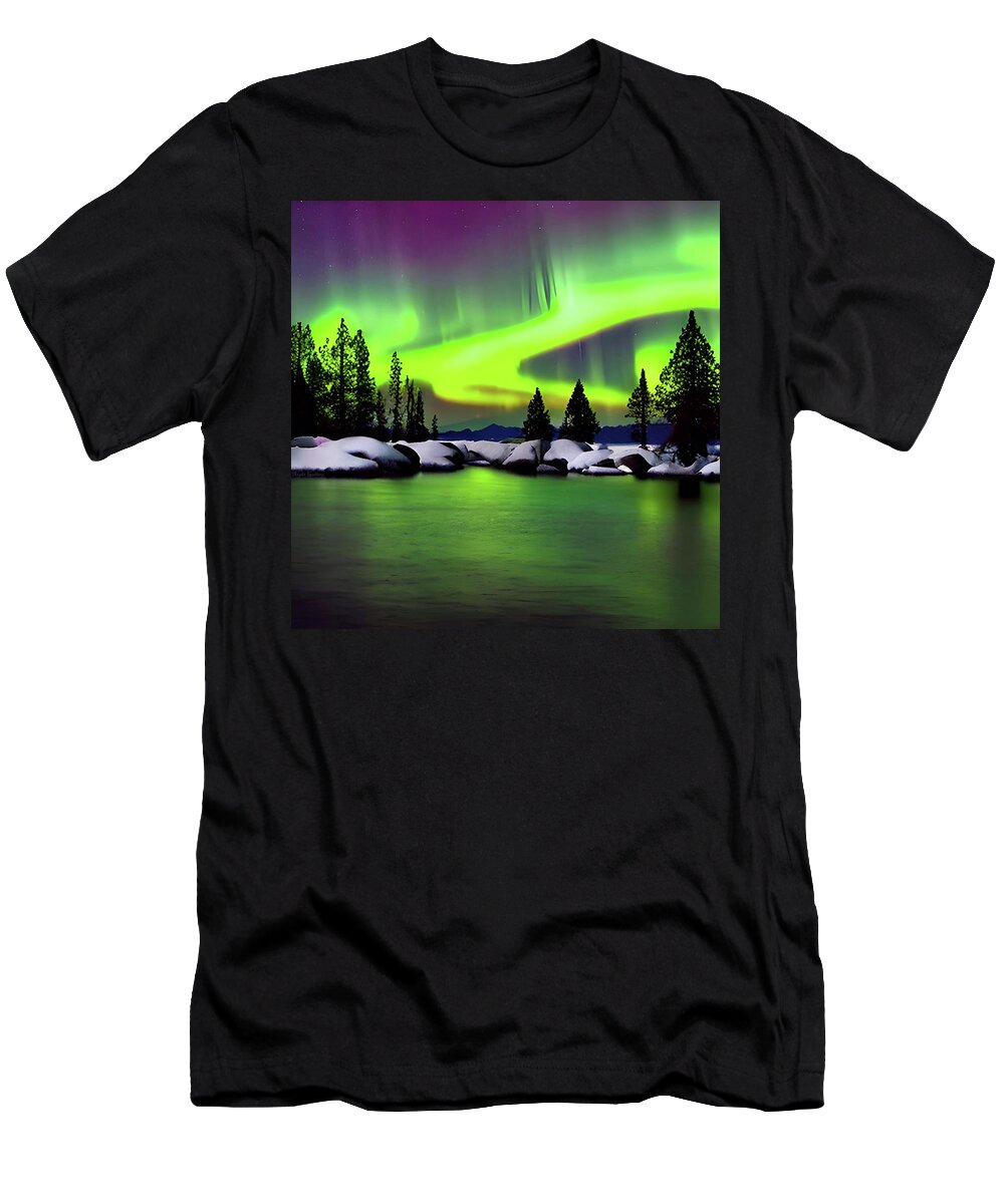 Aurora T-Shirt featuring the digital art Northern Lights No.20 by Fred Larucci