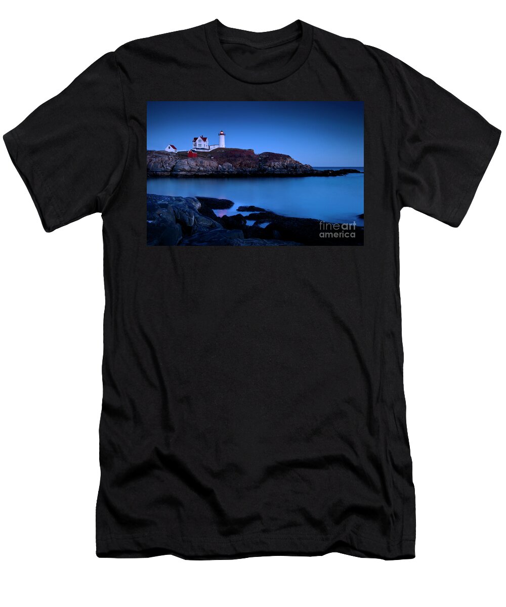 Nubble T-Shirt featuring the photograph Nubble Lighthouse Maine by Brian Jannsen