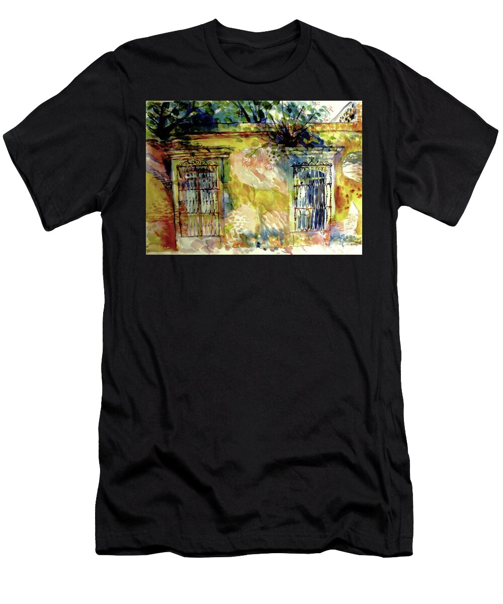 Oaxaca T-Shirt featuring the painting Oaxaca Windows by Glen Neff