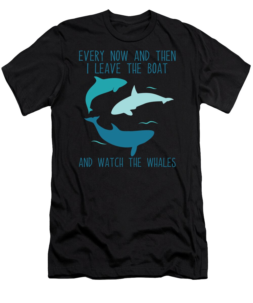 Whale Watching T-Shirt featuring the digital art Ocean sea Blue whale watching cetacean by Me