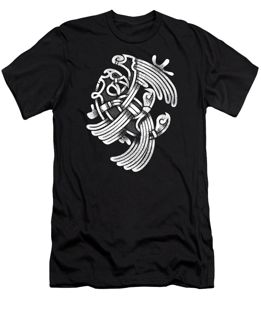 Valhalla T-Shirt featuring the digital art Odins Ravens Huginn And Muninn Hugin And Munin by Mister Tee