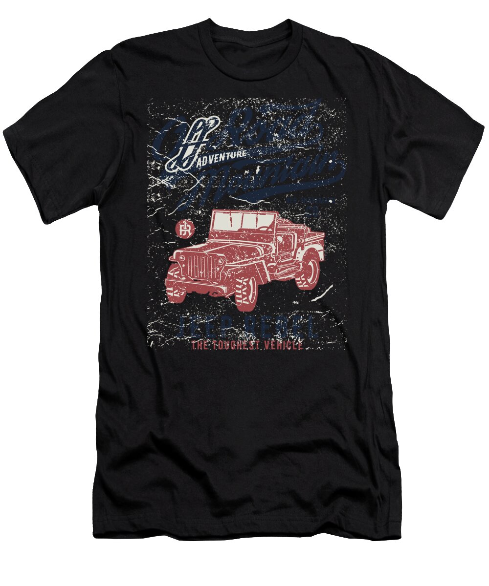 Mud T-Shirt featuring the digital art Off Road Adventure Mountain Jeep Rebel by Jacob Zelazny
