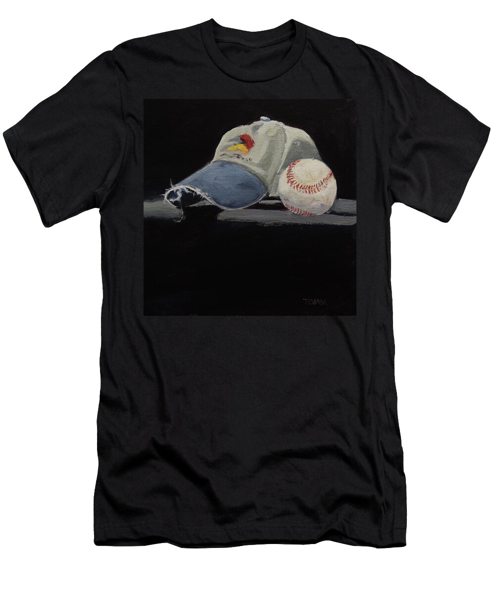 Old Hat And Ball T-Shirt featuring the painting Old Hat and Ball by Bill Tomsa