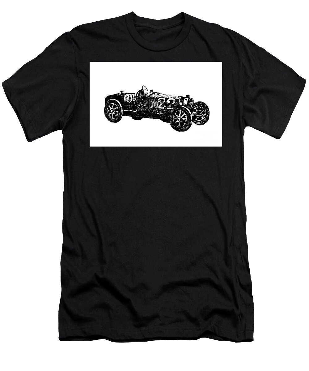 Racing T-Shirt featuring the drawing Old Race Car by Pete Klinger