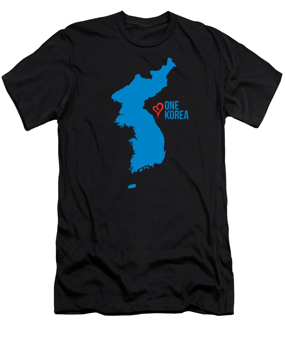 Funny T-Shirt featuring the digital art One Korea Love Unification Flag by Flippin Sweet Gear