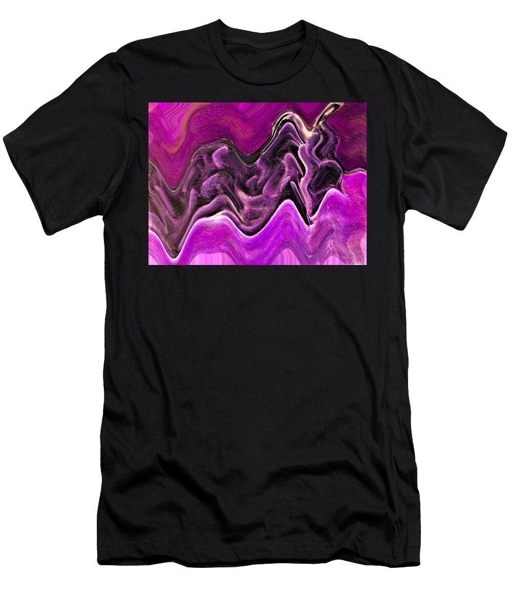Abstract T-Shirt featuring the digital art Open Oyster Abstract - Purple by Ronald Mills