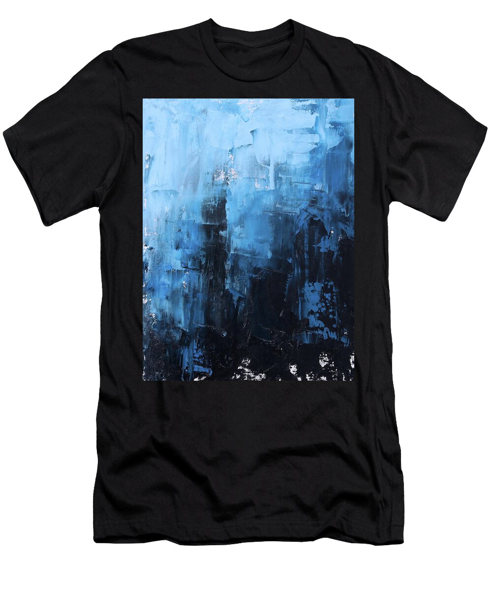 Blue T-Shirt featuring the painting Open sea by Sv Bell