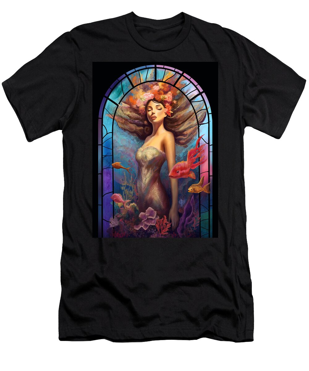 Ophelia T-Shirt featuring the mixed media Ophelia by Rachel Emmett
