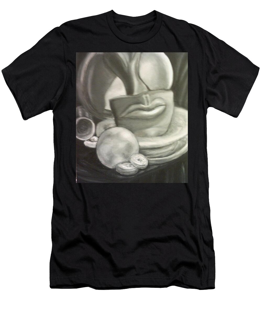 Surreal Abstract- Kissable Lips-powdered Doughnuts T-Shirt featuring the painting Oral Fixation by Suzanne Berthier