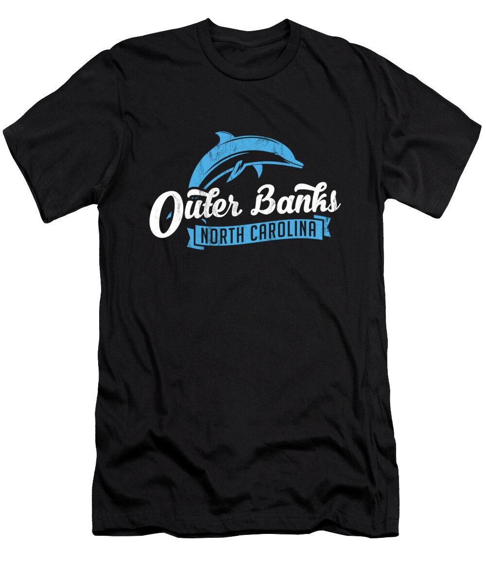 Usa T-Shirt featuring the drawing Outer Banks Dolphin Outer Banks Beach Tee Nc Tee by Noirty Designs