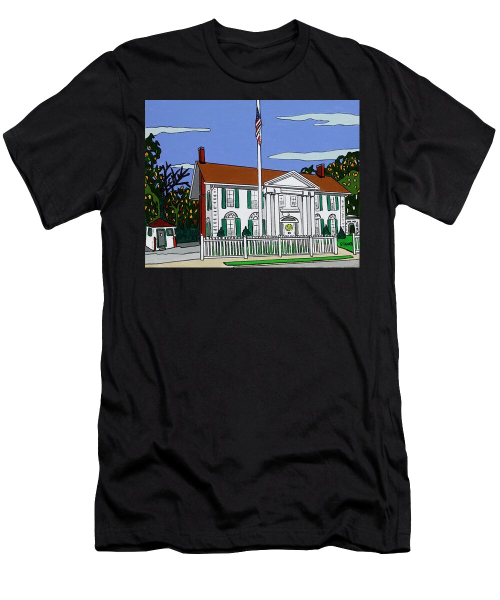Valley Stream Historical Society T-Shirt featuring the painting Pagan Fletcher House by Mike Stanko