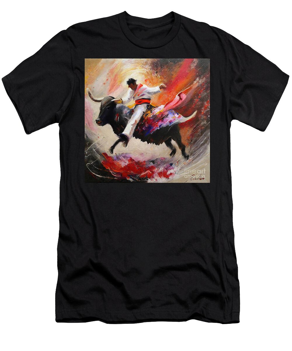 Art T-Shirt featuring the painting Painting 2010 Toro Acrylic 05 art canvas paint dr by N Akkash