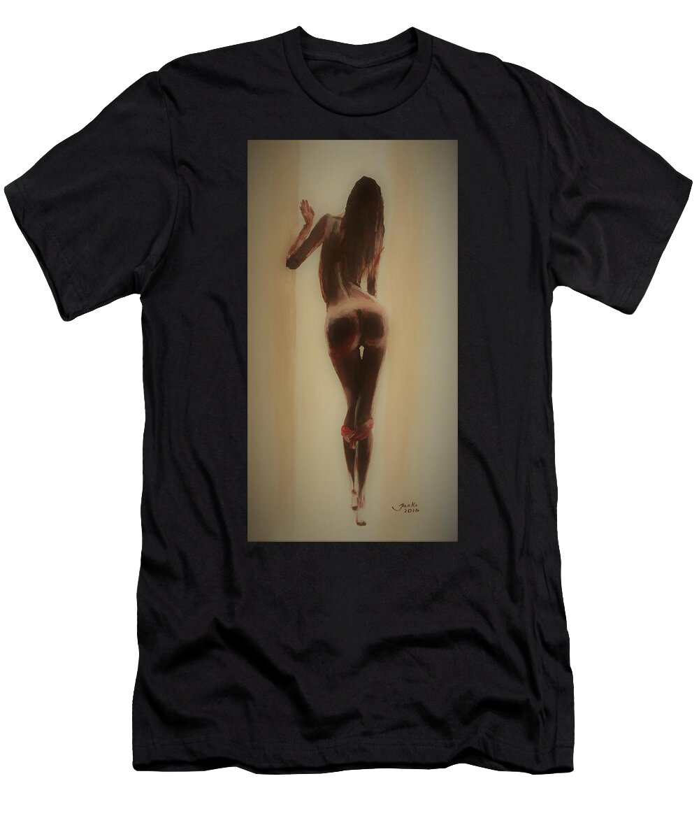 Beautiful T-Shirt featuring the painting Panties Down by Jarko Aka Lui Grande