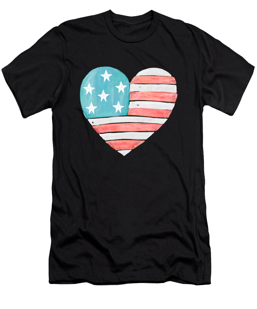 Funny T-Shirt featuring the digital art Patriotic I Love The Usa Flag by Flippin Sweet Gear