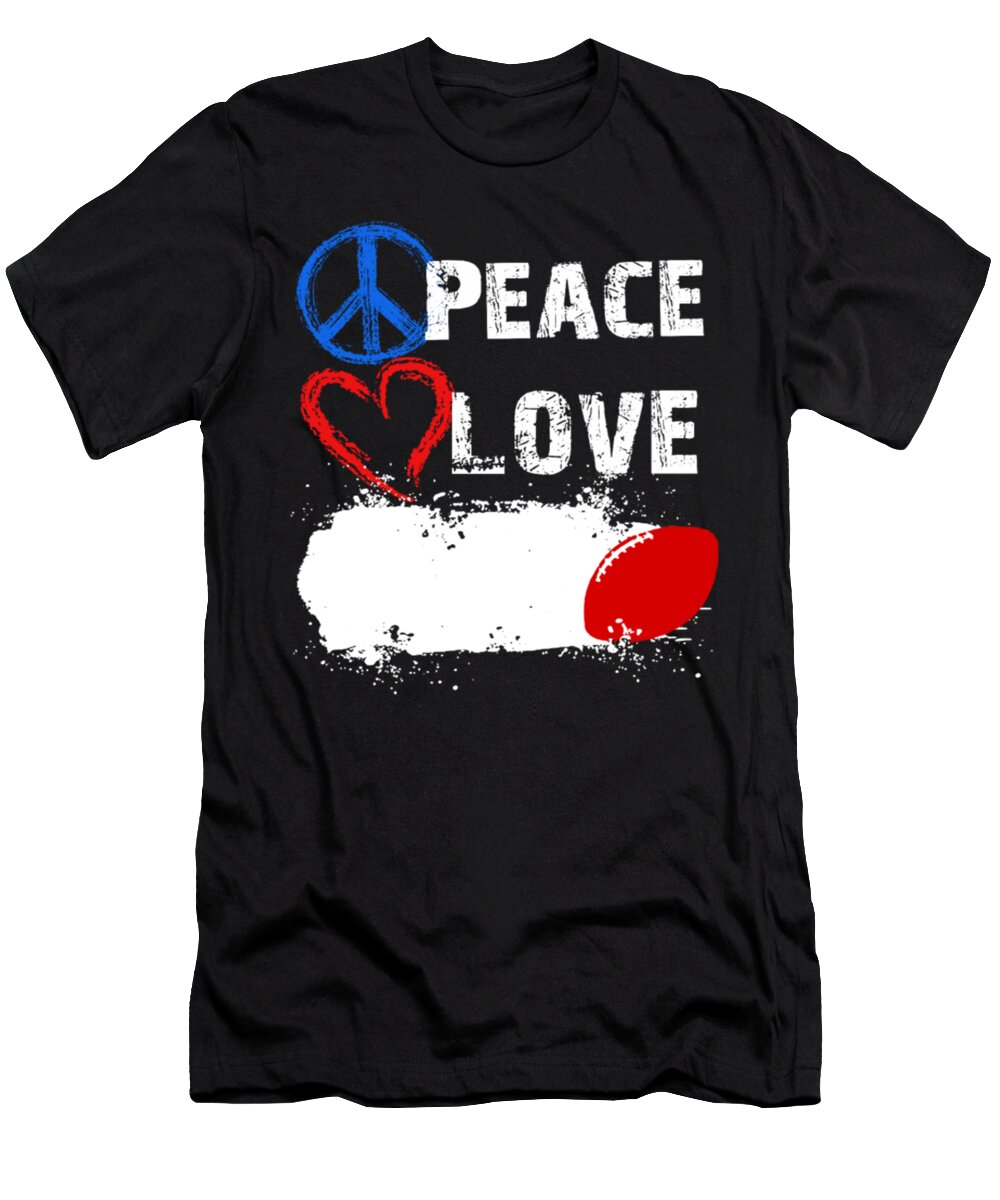 Sports T-Shirt featuring the digital art Peace Love Rugby by Tinh Tran Le Thanh