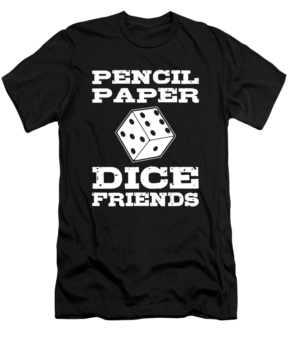 Board Game T-Shirt featuring the digital art Pencil Paper Dice Friends Board Games by Alessandra Roth