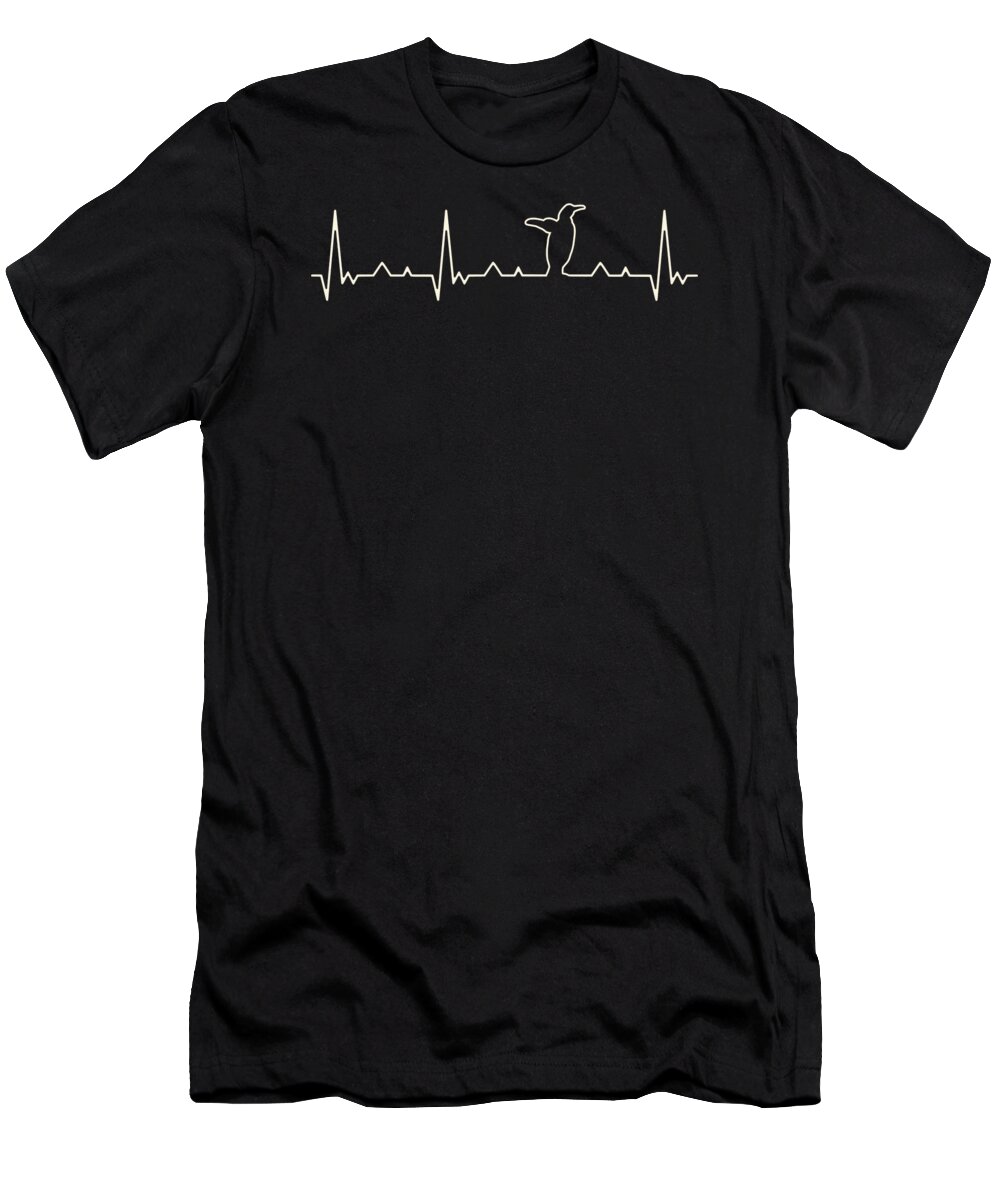 Penguin T-Shirt featuring the digital art Penguin EKG Heart Beat by Filip Schpindel