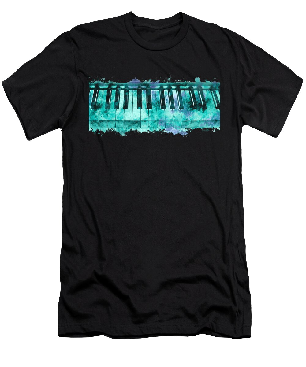 Piano T-Shirt featuring the photograph Piano keyboard watercolor by Delphimages Photo Creations