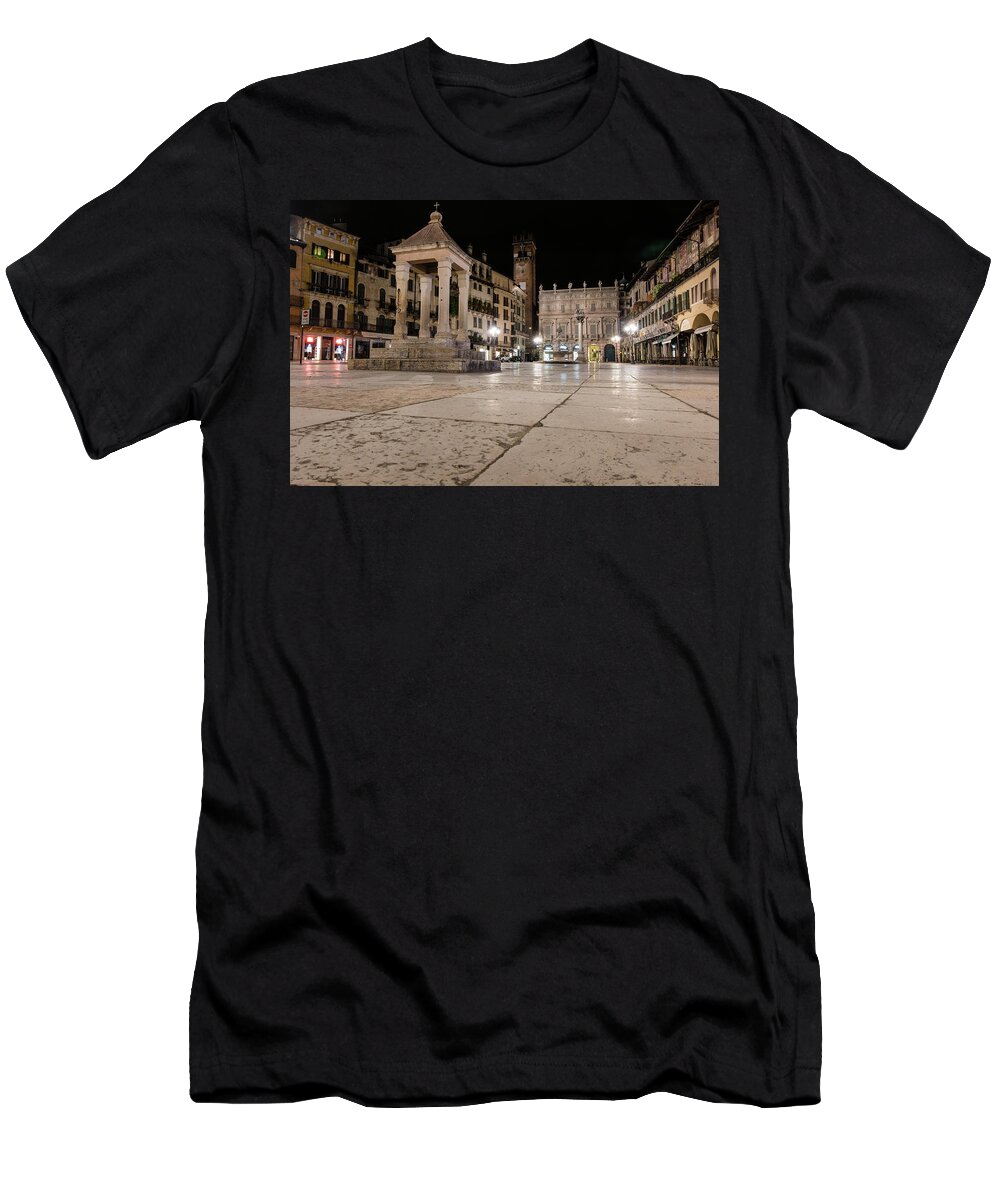 Italy T-Shirt featuring the photograph Piazza Erbe, Verona, Italy #1 by Alberto Zanoni
