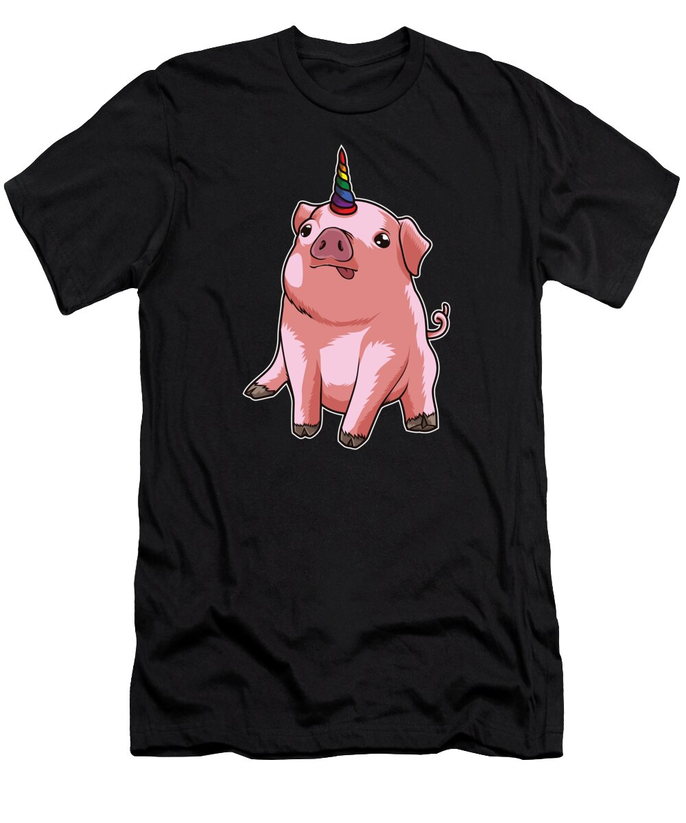 Piglet T-Shirt featuring the digital art Pigicorn Mixture Of Unicorn And Pig by Mister Tee