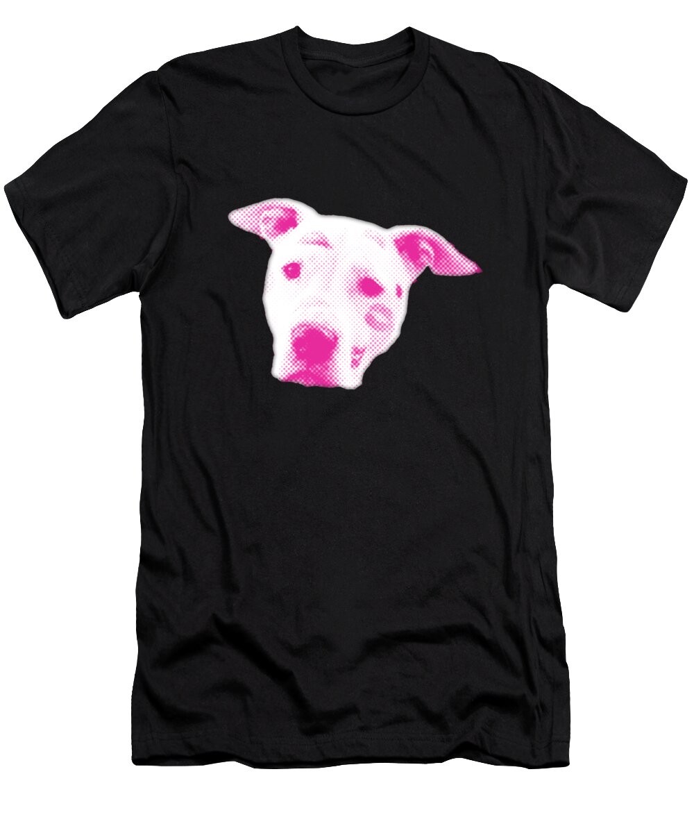 Funny T-Shirt featuring the digital art Pink Pitbull Head by Flippin Sweet Gear