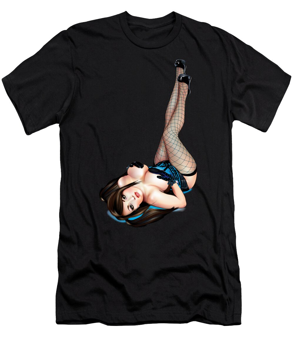 #pinup #pin_up #sexy #hot #girl #kiwiartyfarty #briangibbs #艺术家 #stickers #sticker #retro T-Shirt featuring the digital art Pinup by Brian Gibbs