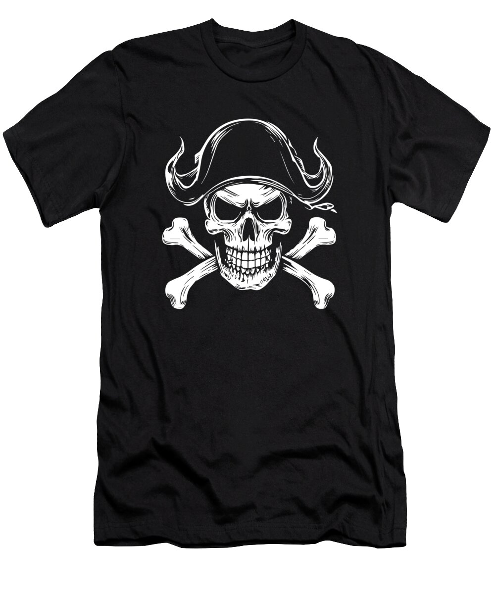 Cool T-Shirt featuring the digital art Pirate Skull and Crossbones by Flippin Sweet Gear