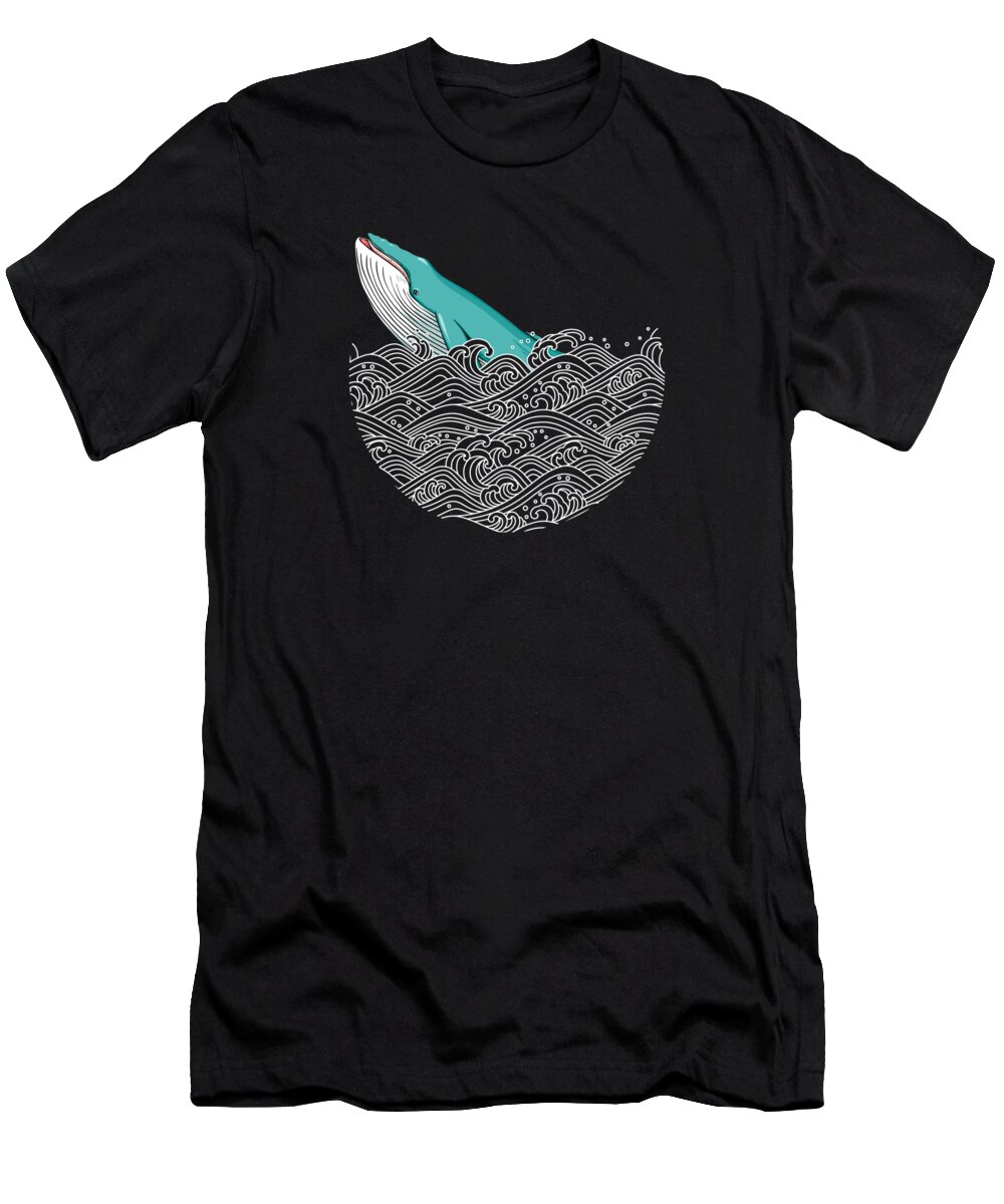 Whale T-Shirt featuring the digital art Playful Hump Back Whale Aesthetic Design by Toms Tee Store