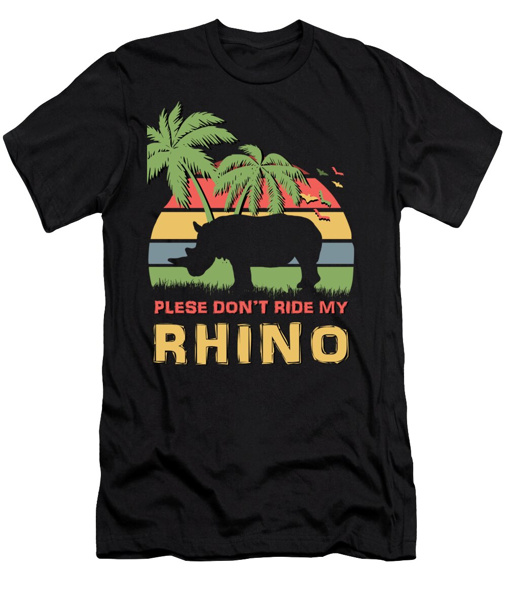 Please T-Shirt featuring the digital art Please Dont ride my rhino by Filip Schpindel