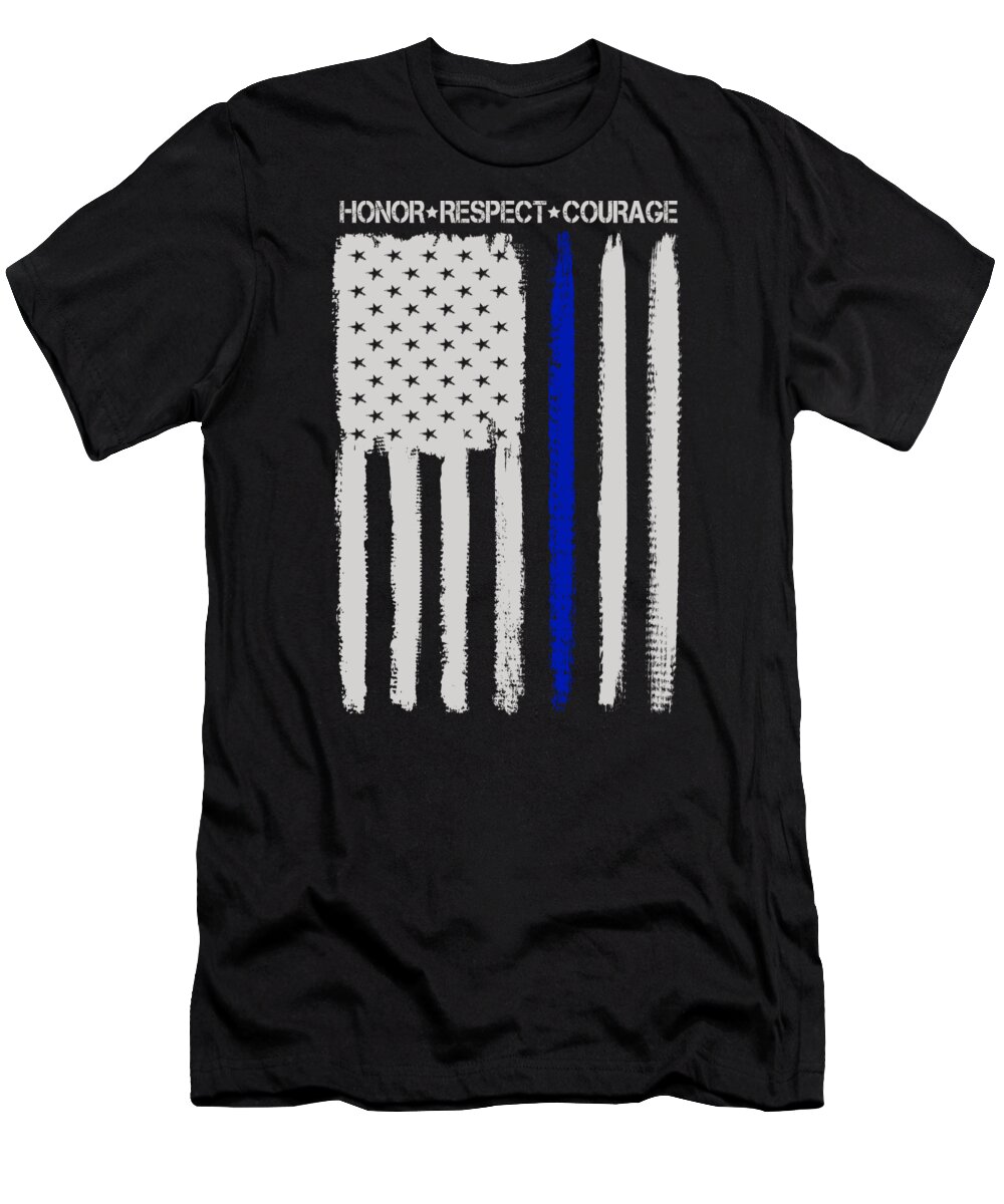 Police Officer Thin Blue Line Gift American Flag Usa Cop T Shirt For Sale By Michael S