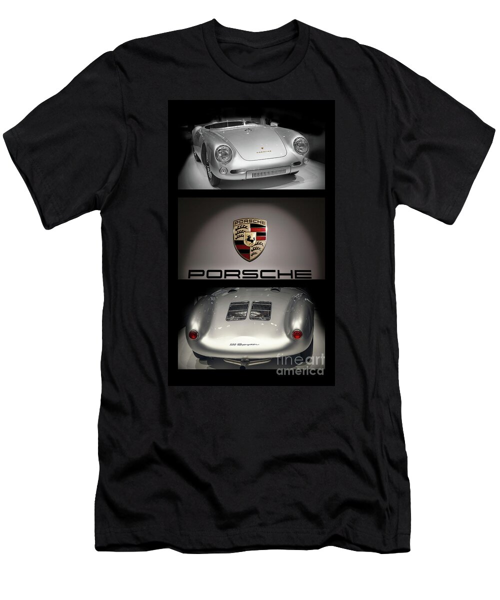 Porsche 550 T-Shirt featuring the photograph Porsche 550 Spyder triptych by Stefano Senise