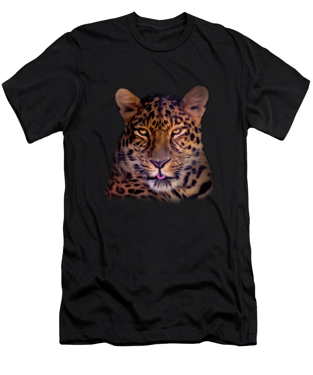 Background T-Shirt featuring the photograph Portrait of a Leopard by Mark Andrew Thomas