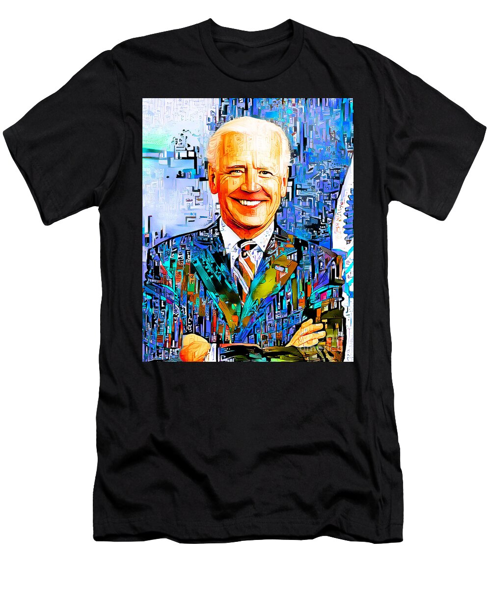 Wingsdomain T-Shirt featuring the photograph President Joe Biden in Modern Contemporary 20201021v3 by Wingsdomain Art and Photography